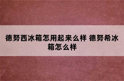 德努西冰箱怎用起来么样 德努希冰箱怎么样